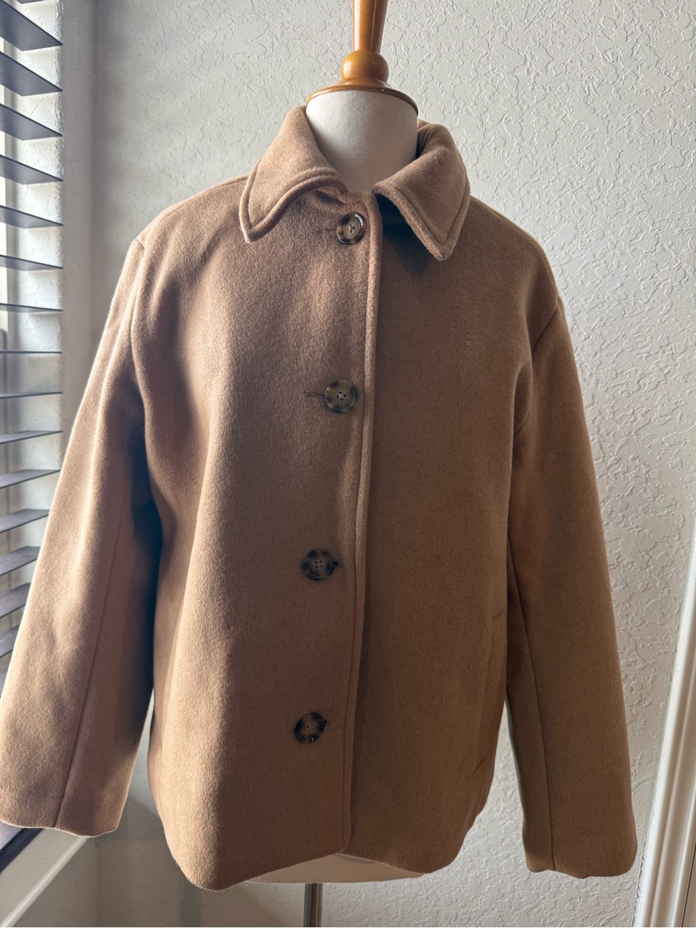 Abercrombie & Fitch Camel Wool-Blend Pea Coat